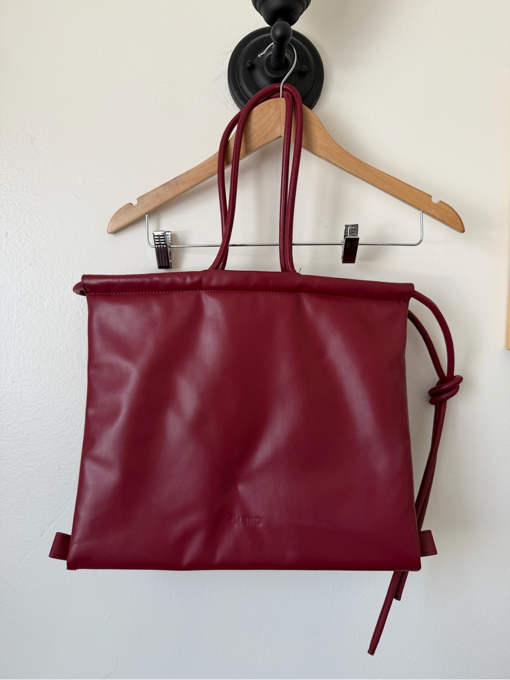 Minimal Red Leather Tote Bag by (unbranded)